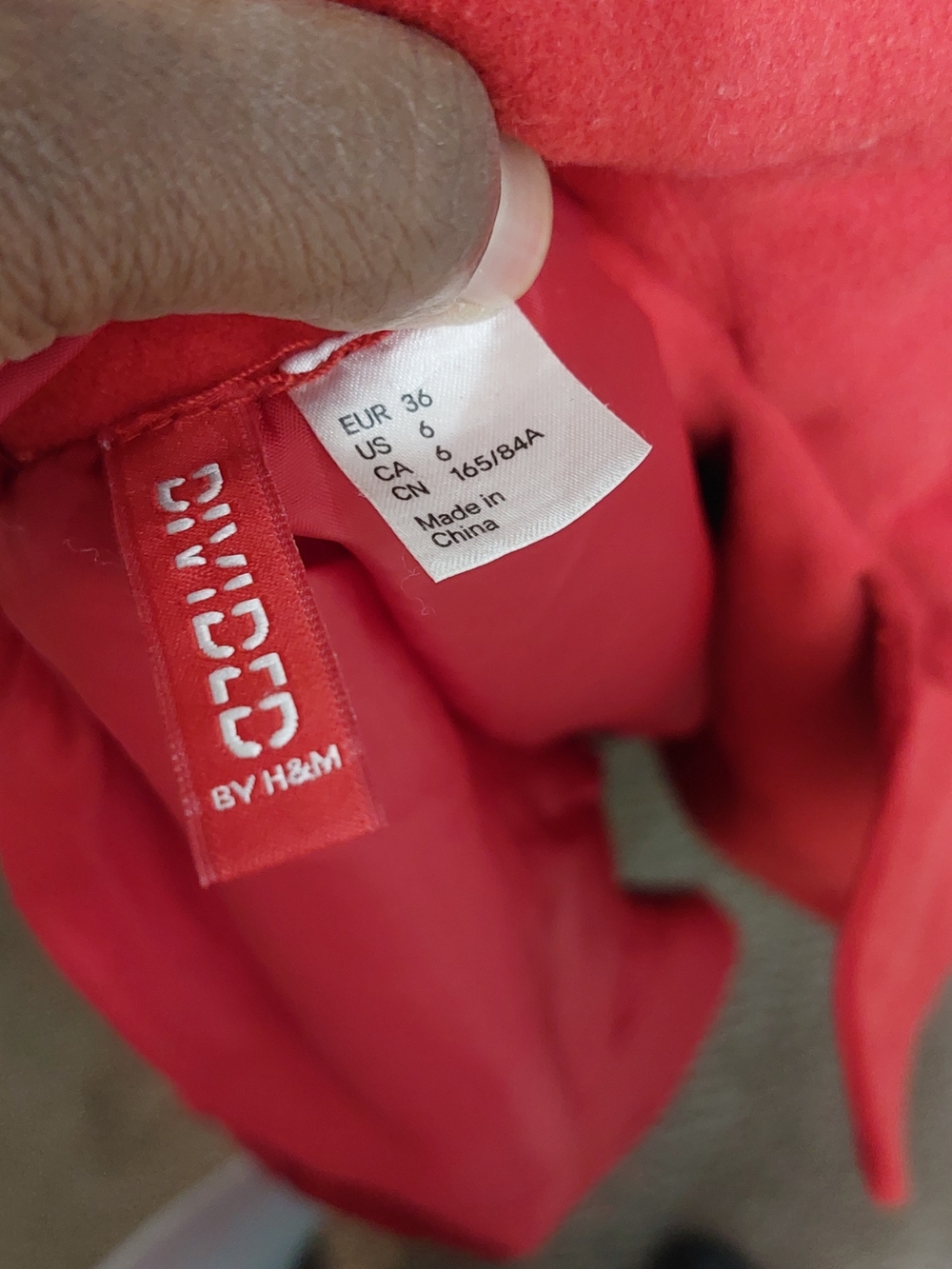 Y2K H&M Divided Red Double-Breasted Pea Coat with Peter Pan Collar Size 6 - Picture 7 of 10